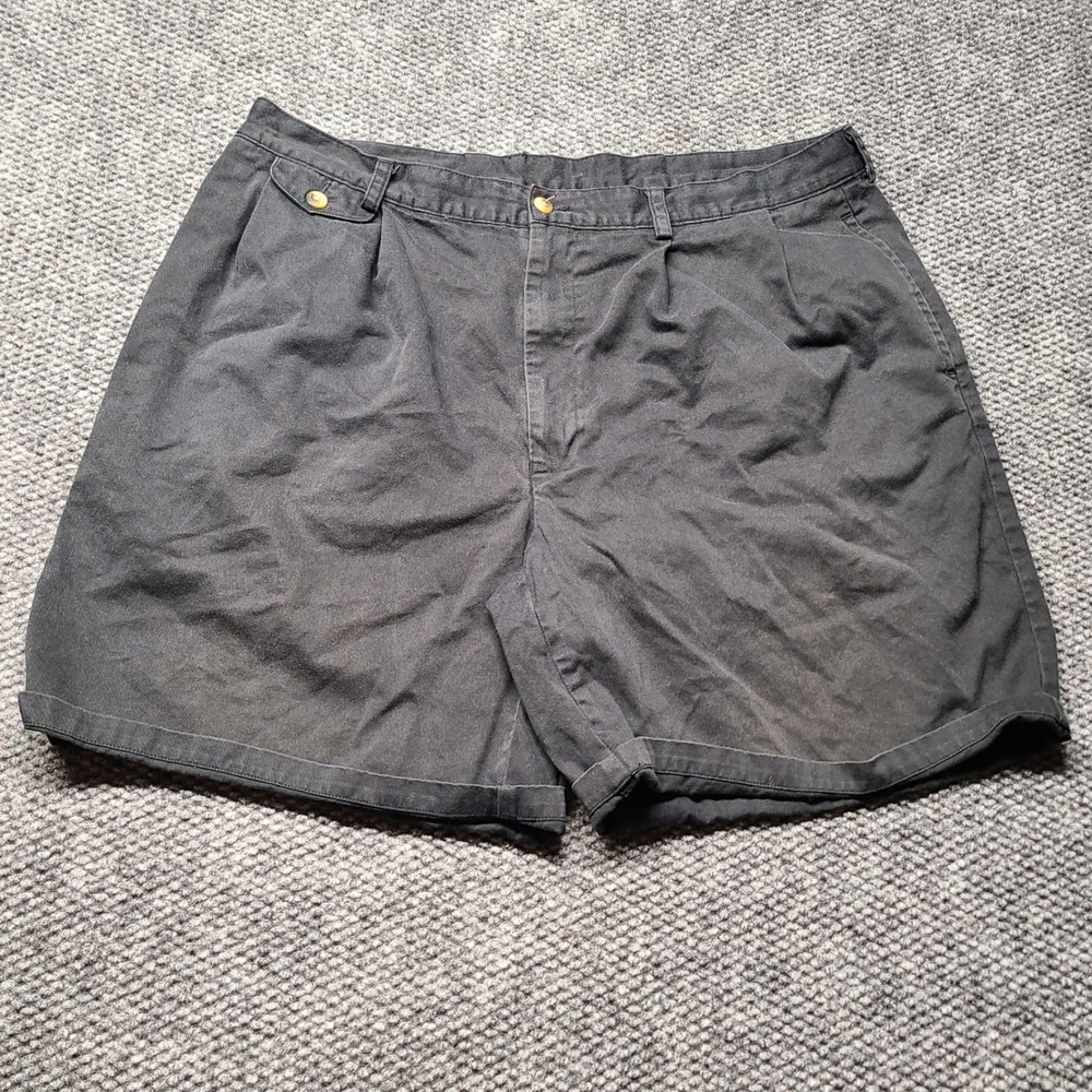 Nautica Mens Black Pleated Chino Shorts Size 40W Cotton Twill Casual Classic